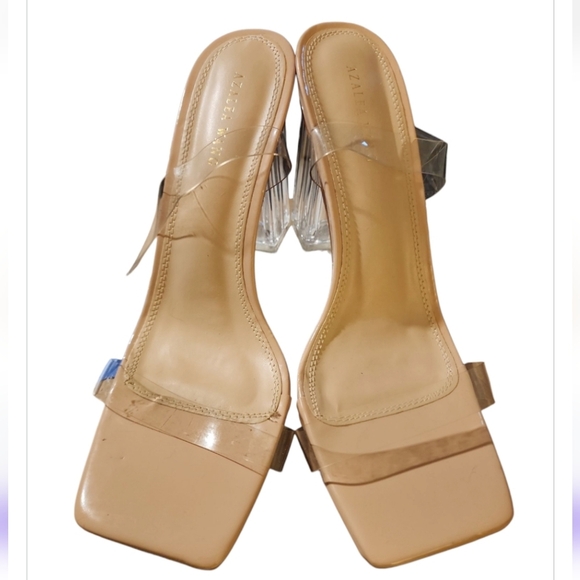Y2K Azalea Wang Felicity Clear Baddie Strappy heel Open Toe Clear Block Heel 9 - Picture 3 of 10